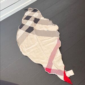 Burberry Red and Cream Striped Scarf